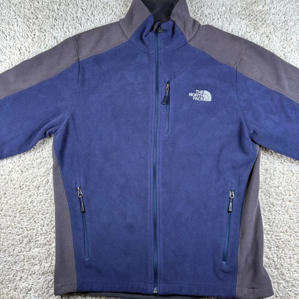 The North Face WindWall Fleece Jacket Mens Med Blue Grey Full Zip Wind Resistant